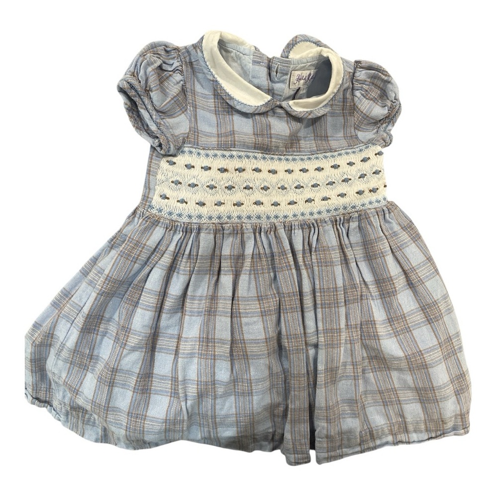 3T Rachel Riley Smocked Blue Plaid Dress